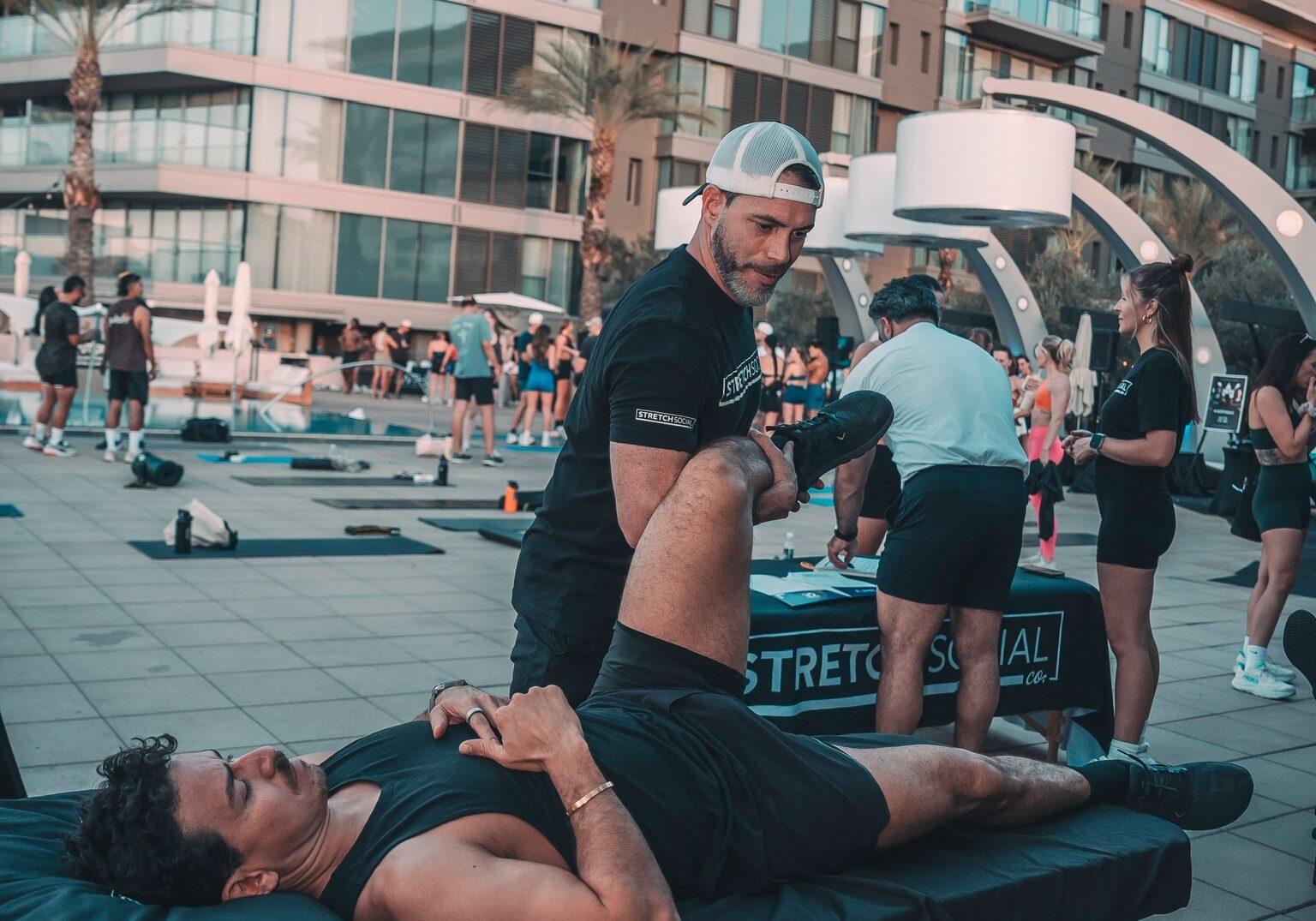 Person performing stretch therapy service